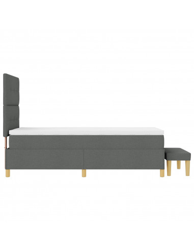 Letto a Molle con Materasso & Panchina Grigio Scuro 100x200 cm Tessuto