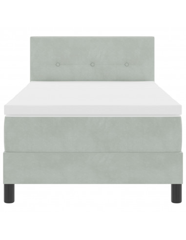 Letto a Molle  con Materasso Grigio Chiaro 100x200 cm Velluto