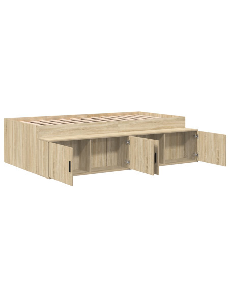 Struttura letto con contenitore  Rovere Sonoma 90x200 cm