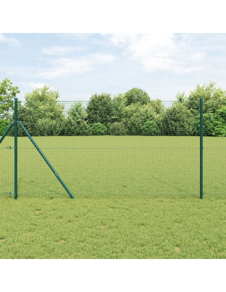 Recinzione in Filo Saldato  con 13 Pali Verde 1.2x50 m Acciaio