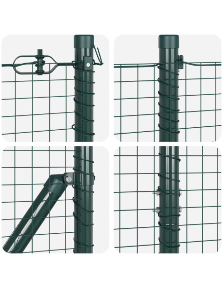 Recinzione in Filo Saldato  con 13 Pali Verde 1.2x50 m Acciaio