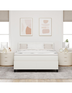 Letto a Sorgente LED con testiera Crema e Bianco 160 x 200 cm