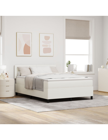 Letto con Box Spring  con Materasso&LED Crema 160x200 cm Tessuto Corduroy