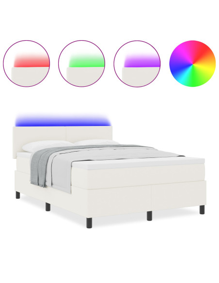 Letto con Box Spring  con Materasso&LED Crema 160x200 cm Tessuto Corduroy