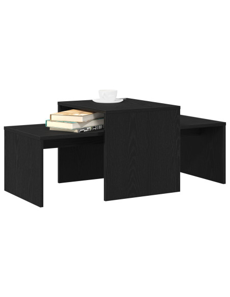 Set di Tavolini  Nero Rovere 100x48x40 cm in Legno Ingegnerizzato