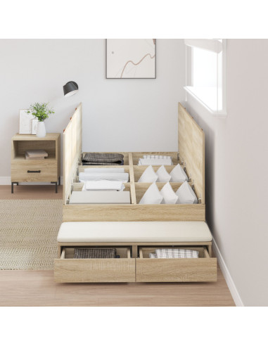 Struttura letto con contenitore Rovere Sonoma 100 cm