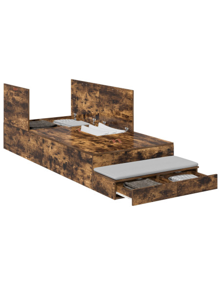 Struttura letto con contenitore con cassetto Rovere fumé 100 cm