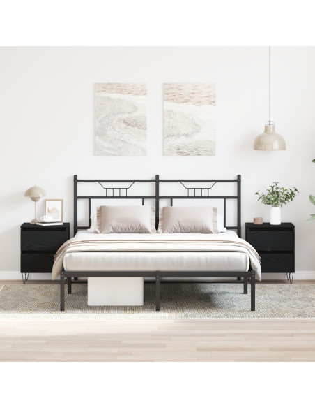 Comodini 2 pz Rovere Nero 40x35x50 cm Legno ingegnerizzato