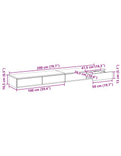 Cassetti per letto Rovere artigianale 200 x 36,5 x 16,5 cm