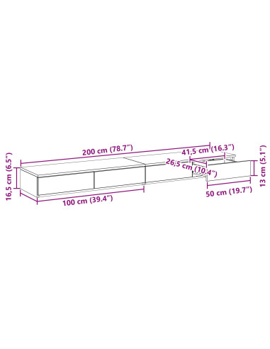 Cassetti per letto Rovere artigianale 200 x 36,5 x 16,5 cm