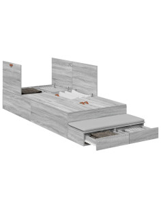 Struttura letto con contenitore Grigio Sonoma 90 cm 2