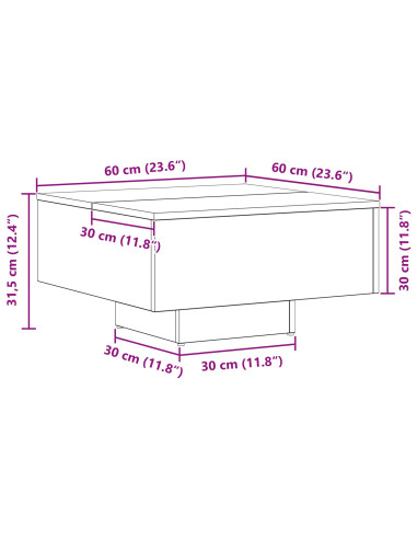 Tavolino da salotto Rovere nero 60 x 60 x 31.5 cm
