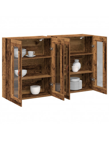 Armadi a muro 2 pezzi Legno antico 69.5x34x90 cm Legno ingegnerizzato