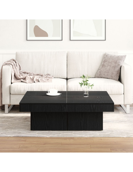 Tavolino da caffè  Nero Rovere 90x90x28 cm in legno ingegnerizzato
