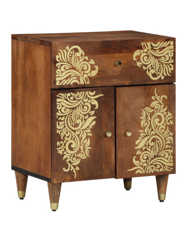 Comodino con porta con cassetto Marrone miele 50 x 33 x 60 cm