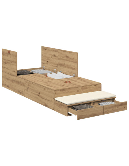 Struttura letto con contenitore  Rovere artigianale