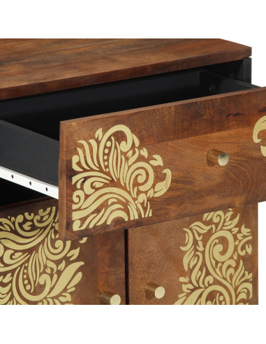 Comodino con porta con cassetto Marrone miele 50 x 33 x 60 cm