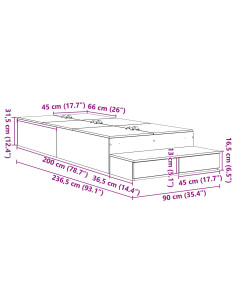 Struttura letto con contenitore Rovere artigianale 90 cm 2