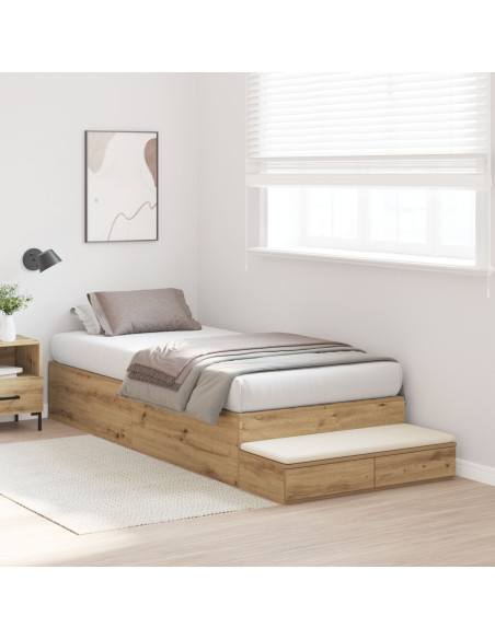 Struttura letto con contenitore Rovere artigianale 90 cm