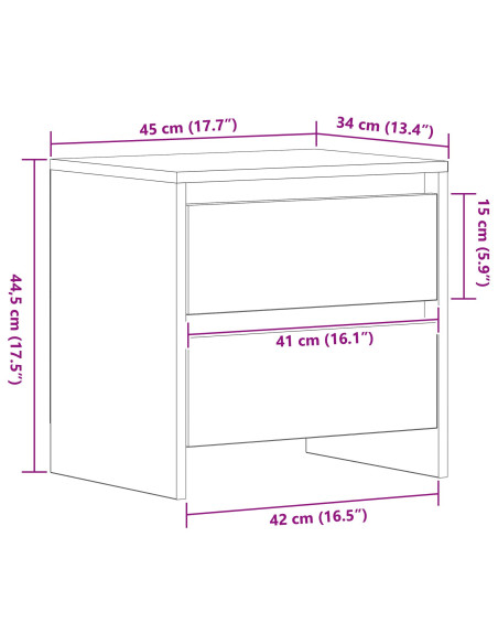 Mobiletto da notte Legno Invecchiato 45x34x44.5 cm Legno ingegnerizzato