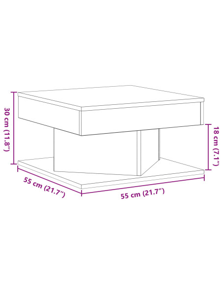 Tavolino da caffè  Nero Rovere 57x57x30 cm in legno ingegnerizzato