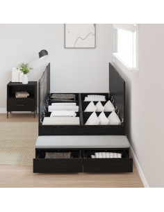 Struttura letto con contenitore con cassetto Rovere Nero 100 cm 2