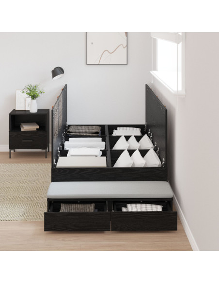 Struttura Letto con Contenitore  Rovere Nero Legno Ingegnerizzato