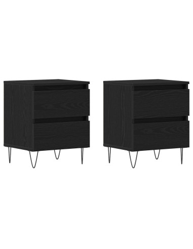Armadio da Notte con cassetto 2 pcs Rovere nero 40 x 35 x 50 cm