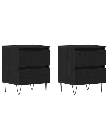 Comodini 2 pz Rovere Nero 40x35x50 cm Legno ingegnerizzato