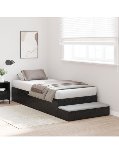 Struttura letto con contenitore con cassetto Rovere Nero 100 cm