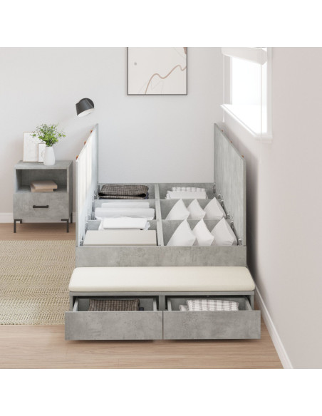 Struttura Letto con Contenitore  Grigio Cemento Legno Ingegnerizzato