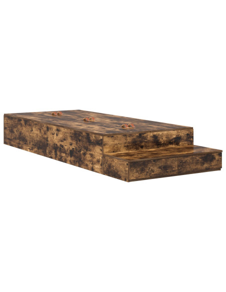 Struttura Letto con Contenitore  Rovere Affumicato Legno Ingegnato