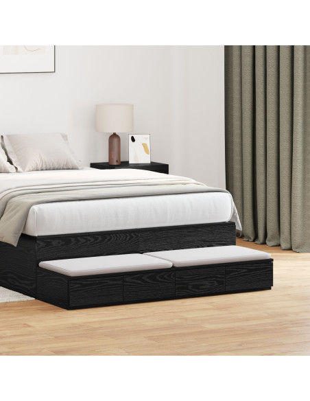 Cassetti letto Nero 120x36.5x16.5 cm Legno ingegnerizzato