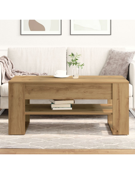 Tavolino da caffè  in rovere artigianale 102x55x45 cm in legno ingegnerizzato