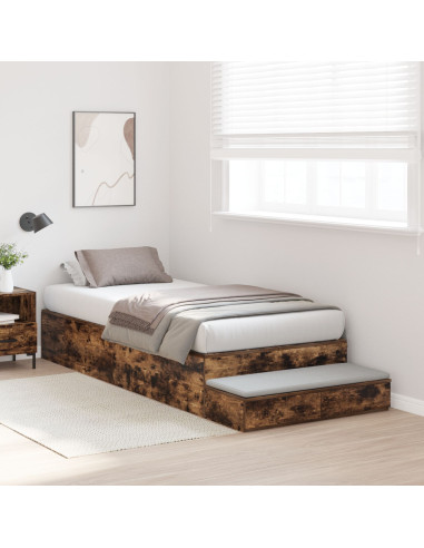 Struttura letto con contenitore con cassetto Rovere fumé 100 cm