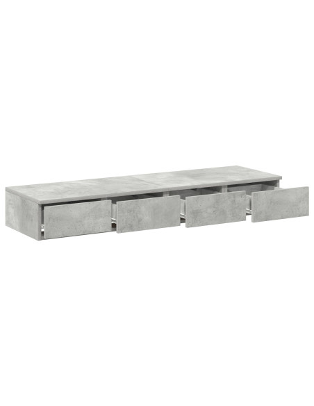 Cassetti da letto Comodino grigio in cemento 120x36.5x16.5 cm Legno ingegnerizzato
