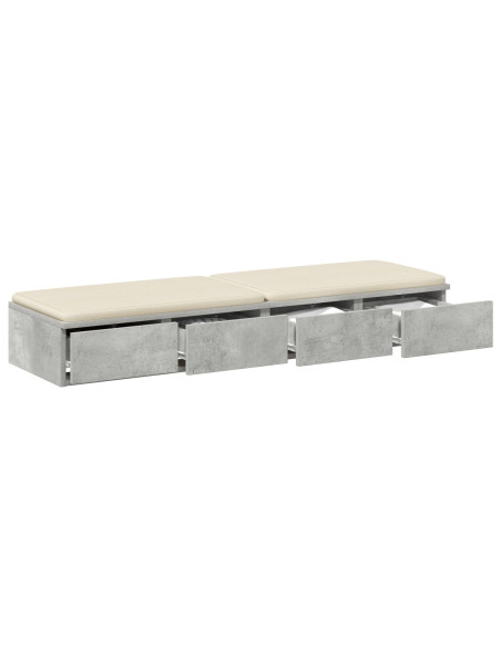 Cassetti da letto Comodino grigio in cemento 120x36.5x16.5 cm Legno ingegnerizzato