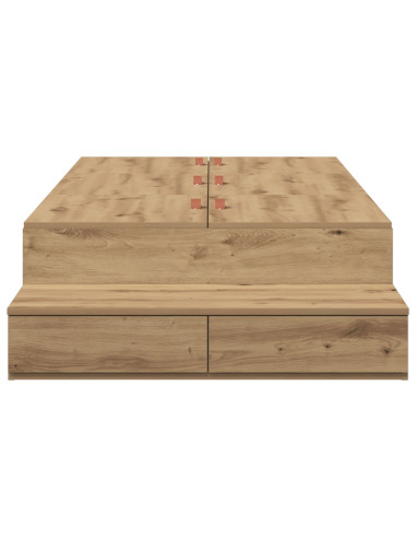 Struttura letto con contenitore Rovere artigianale 100 cm
