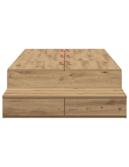 Struttura letto con contenitore Rovere artigianale 100 cm