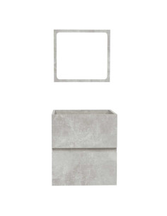 Mobile da Bagno con Specchio Grigio Cemento Legno Multistrato