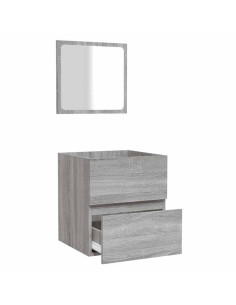 Mobile da Bagno con Specchio Grigio Sonoma in Legno Multistrato