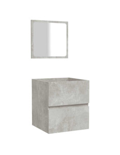 Mobile da Bagno con Specchio Grigio Cemento Legno Multistrato 2