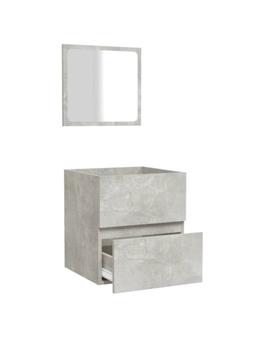 Mobile da Bagno con Specchio Grigio Cemento Legno Multistrato