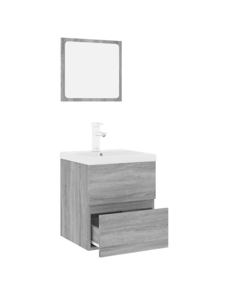 Set di Mobili da Bagno Grigio Sonoma in Legno Multistrato