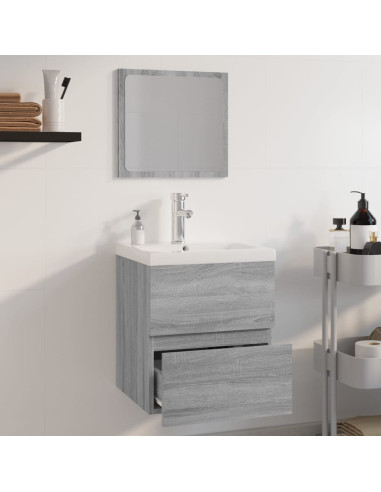 Set di Mobili da Bagno Grigio Sonoma in Legno Multistrato
