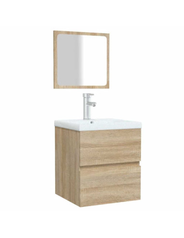 Mobile da Bagno con Specchio Rovere Sonoma in Legno Multistrato