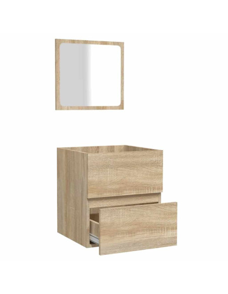 Mobile da Bagno con Specchio Rovere Sonoma in Legno Multistrato