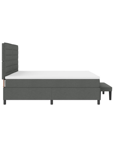 Letto Box Spring  con Materasso & Panchina Grigio Scuro 200x200 cm Tessuto