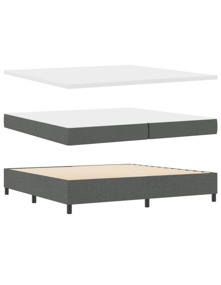 Letto Box Spring  con Materasso & Panchina Grigio Scuro 200x200 cm Tessuto