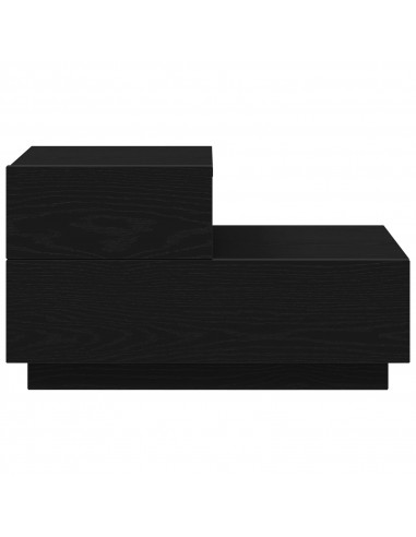 Comodino  con luci LED Rovere nero 100x36x49 cm